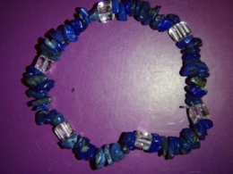 Lasuriit (Lapis Lazuli) - lasuriit ja mäekristall - tsipsidest ja helmestest käevõru